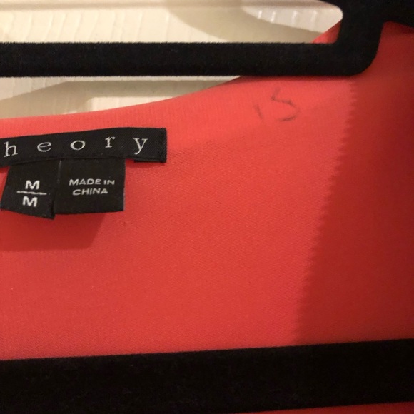 Theory Ivona Double Georgette Silk Dress in Coral - Picture 4 of 5